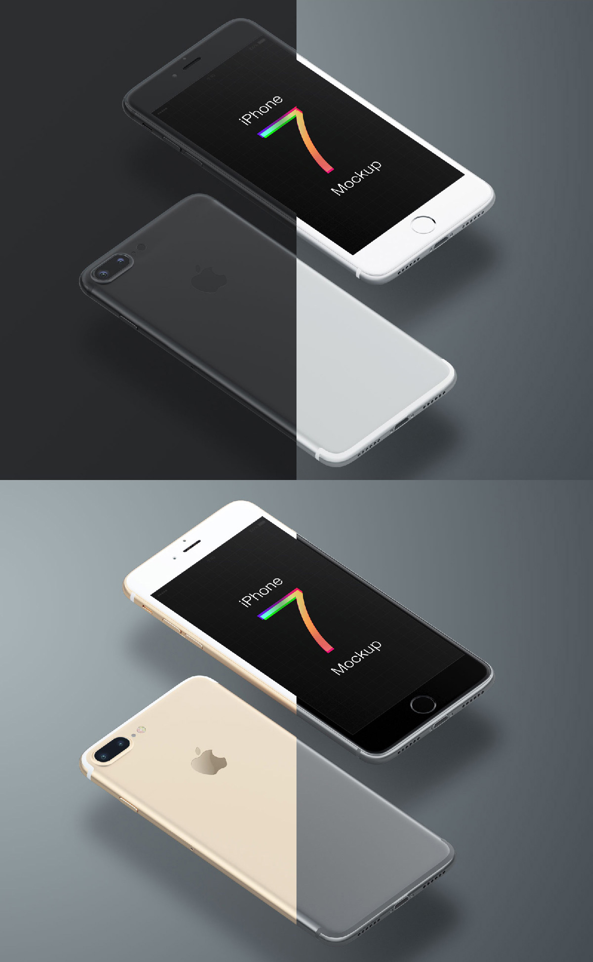 Free Mockup - iPhone 7 Mockup in Different Colors