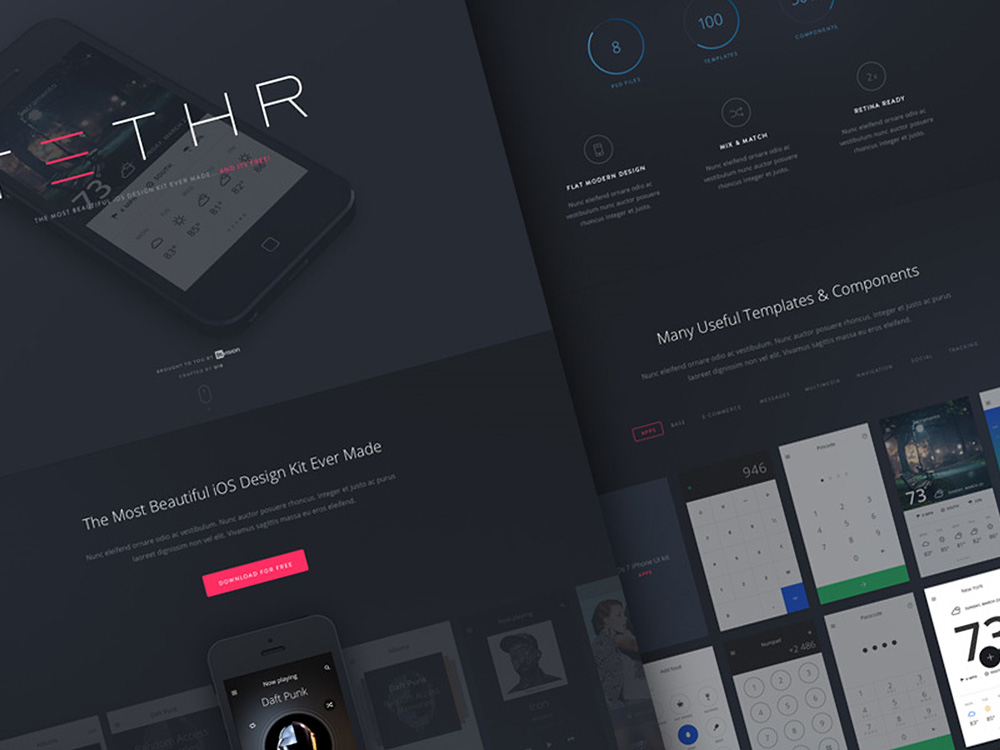 Free UI Kit - Tethr: UI kit for iOS