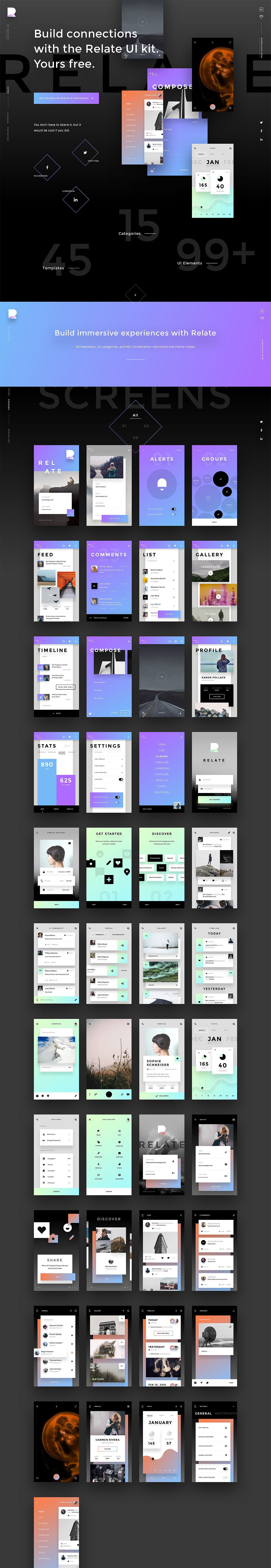 Relate - Free UI Kit for Photoshop and Sketch