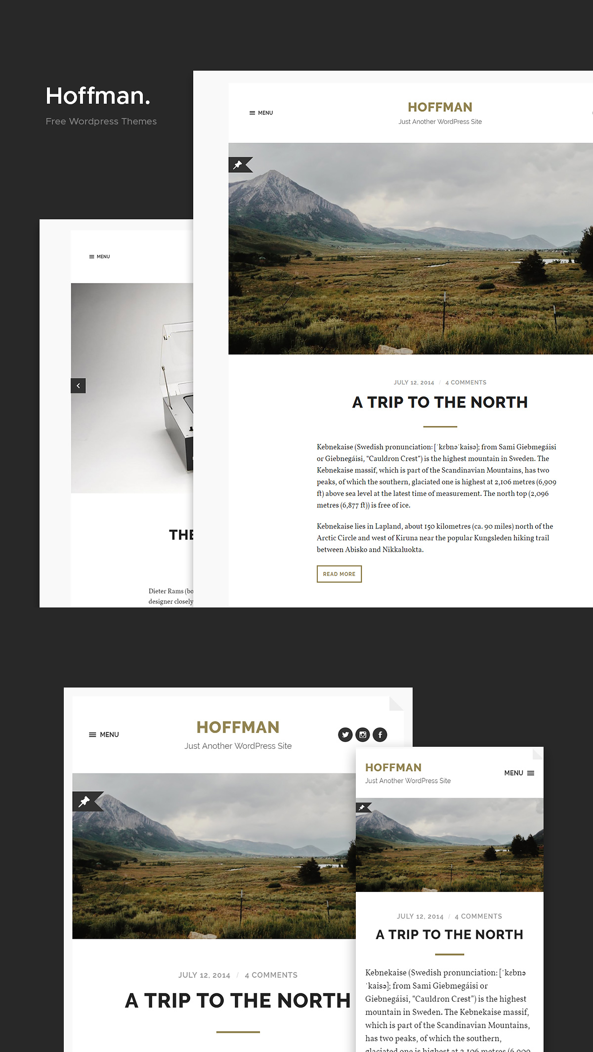 Hoffman: A Stylish and Minimal Free WordPress theme for Bloggers. 