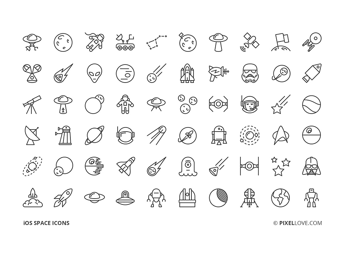 Free Space iOS Line Icons