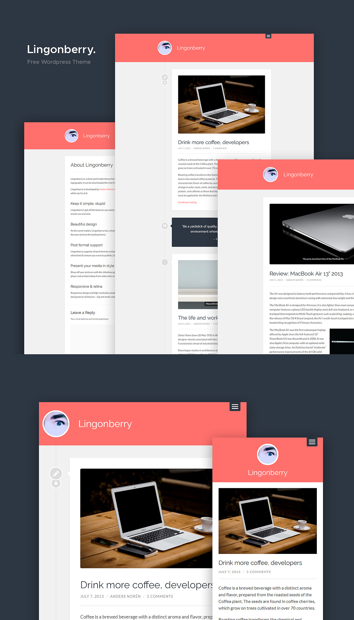 Lingonberry - A free clean WordPress theme