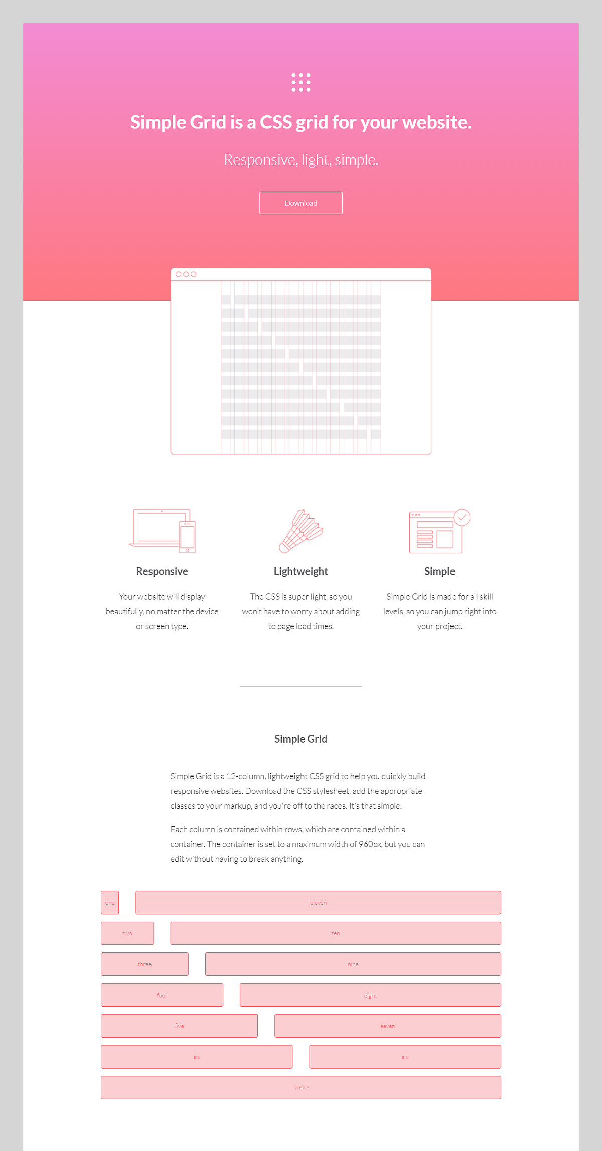Simple Grid: Lightweight and Responsive CSS Grid