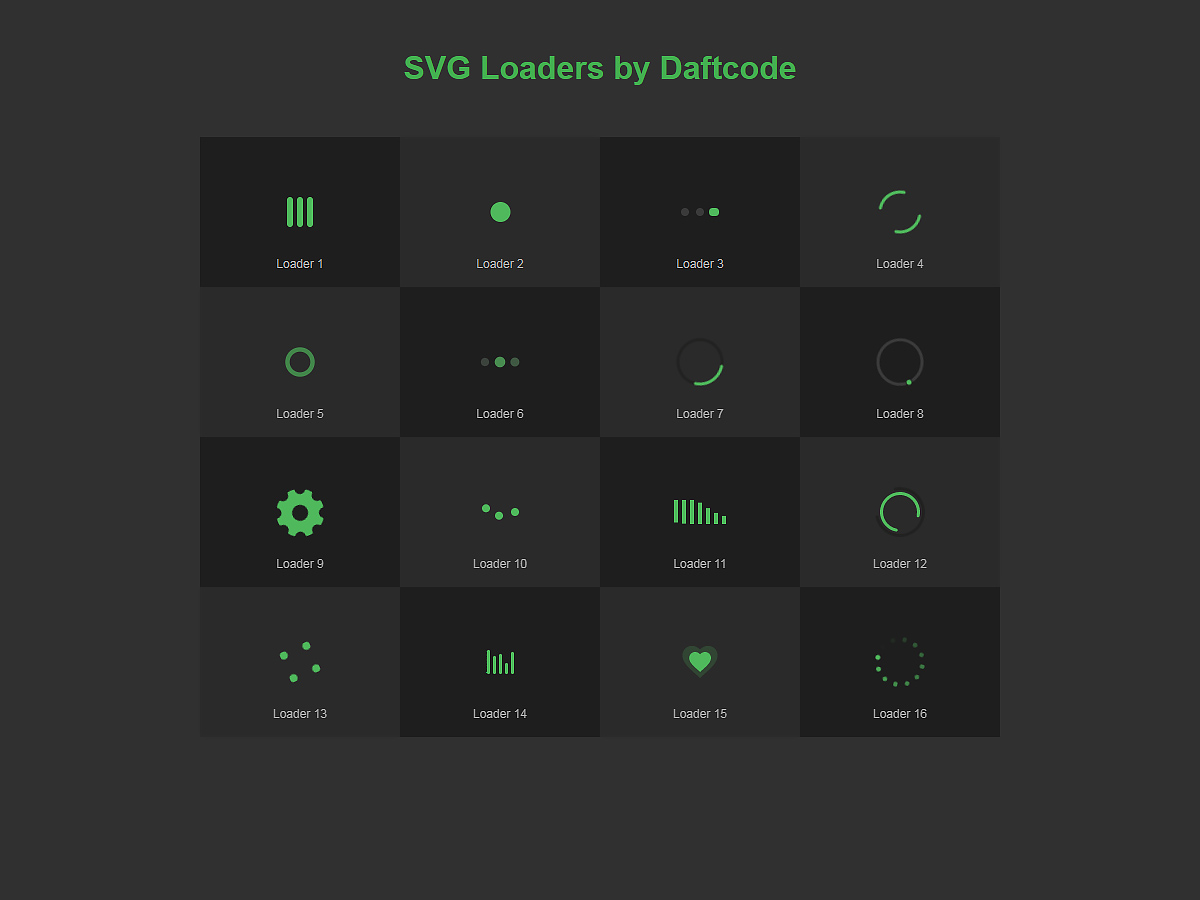 16 Free Pure HTML5 And CSS3 SVG Loaders