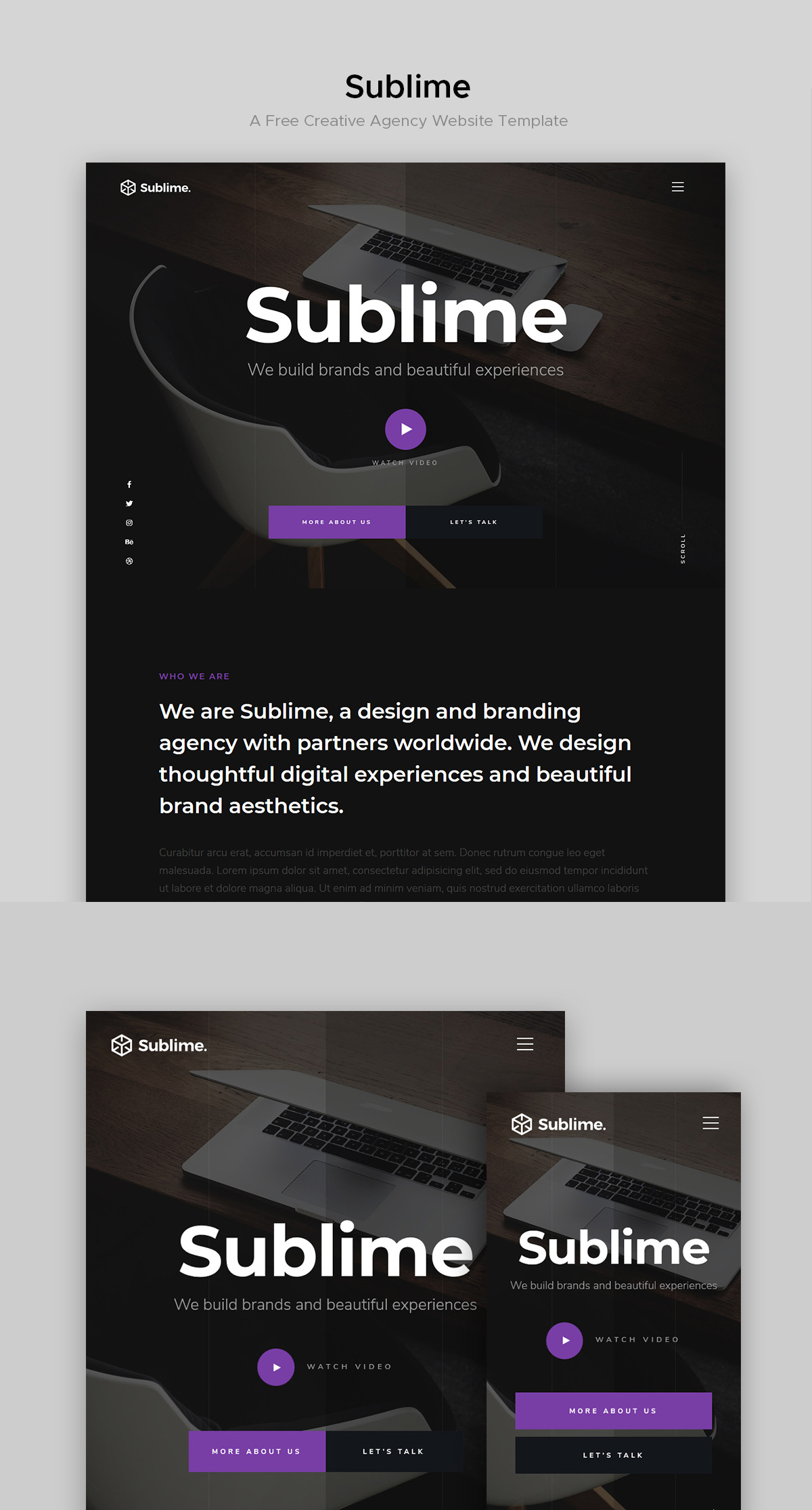 Sublime - free website template for creative agencies