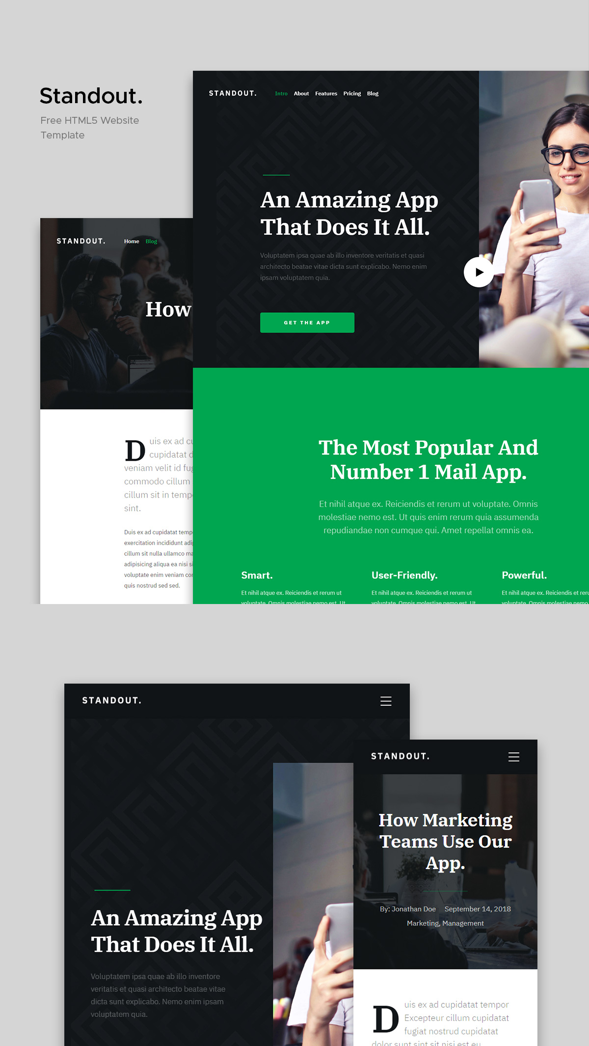 Standout - Free App Landing Page Website Template