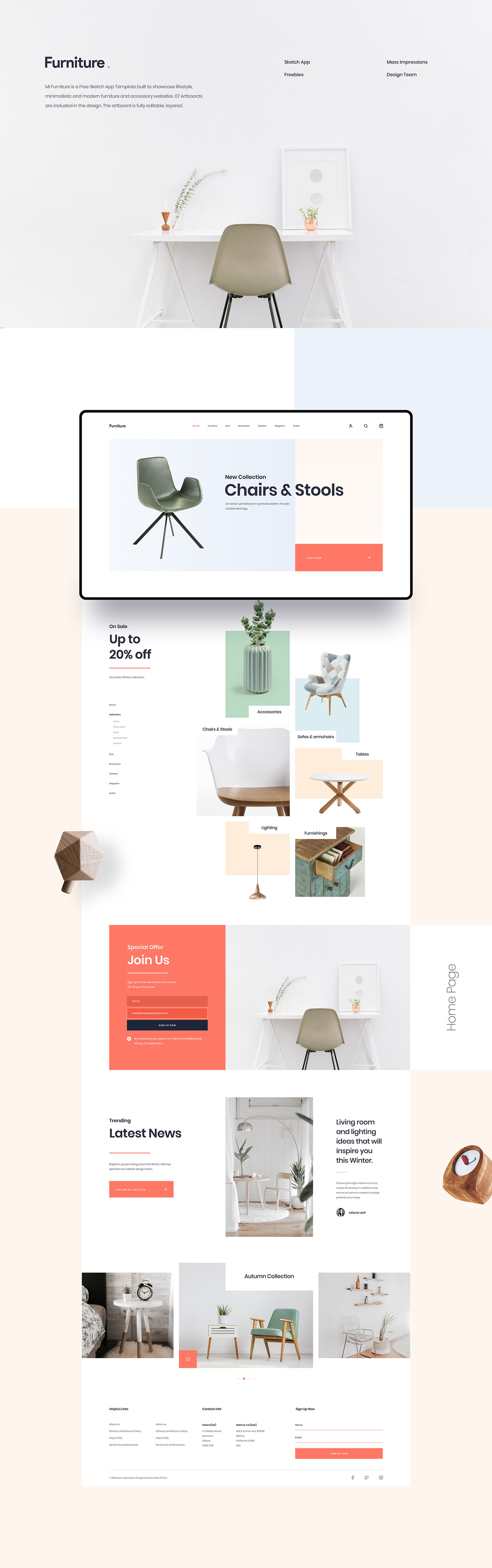 Mi Furniture Free Sketch App Website Template 01