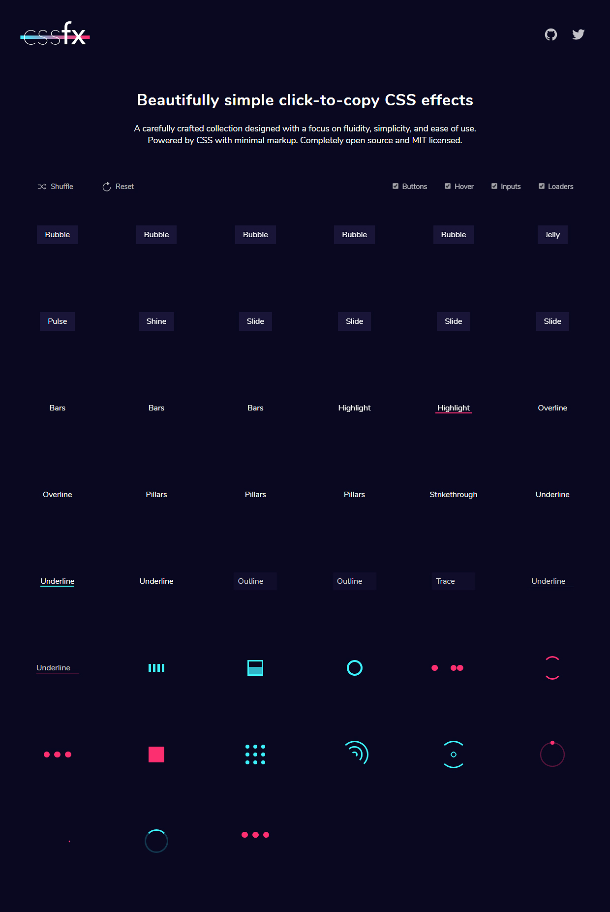 CSSFX - Simple Click-to-Copy CSS Effects