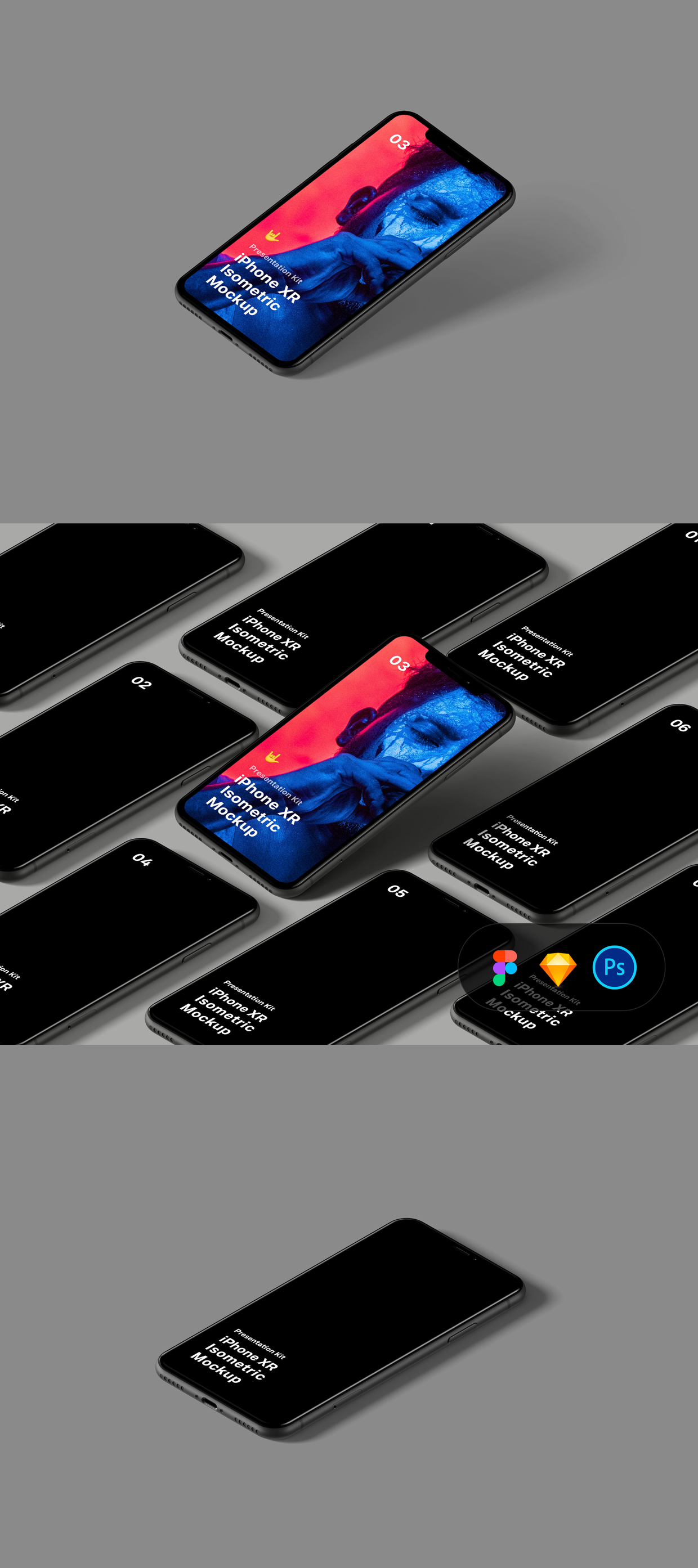 Free Isometric iPhone XR Mockup