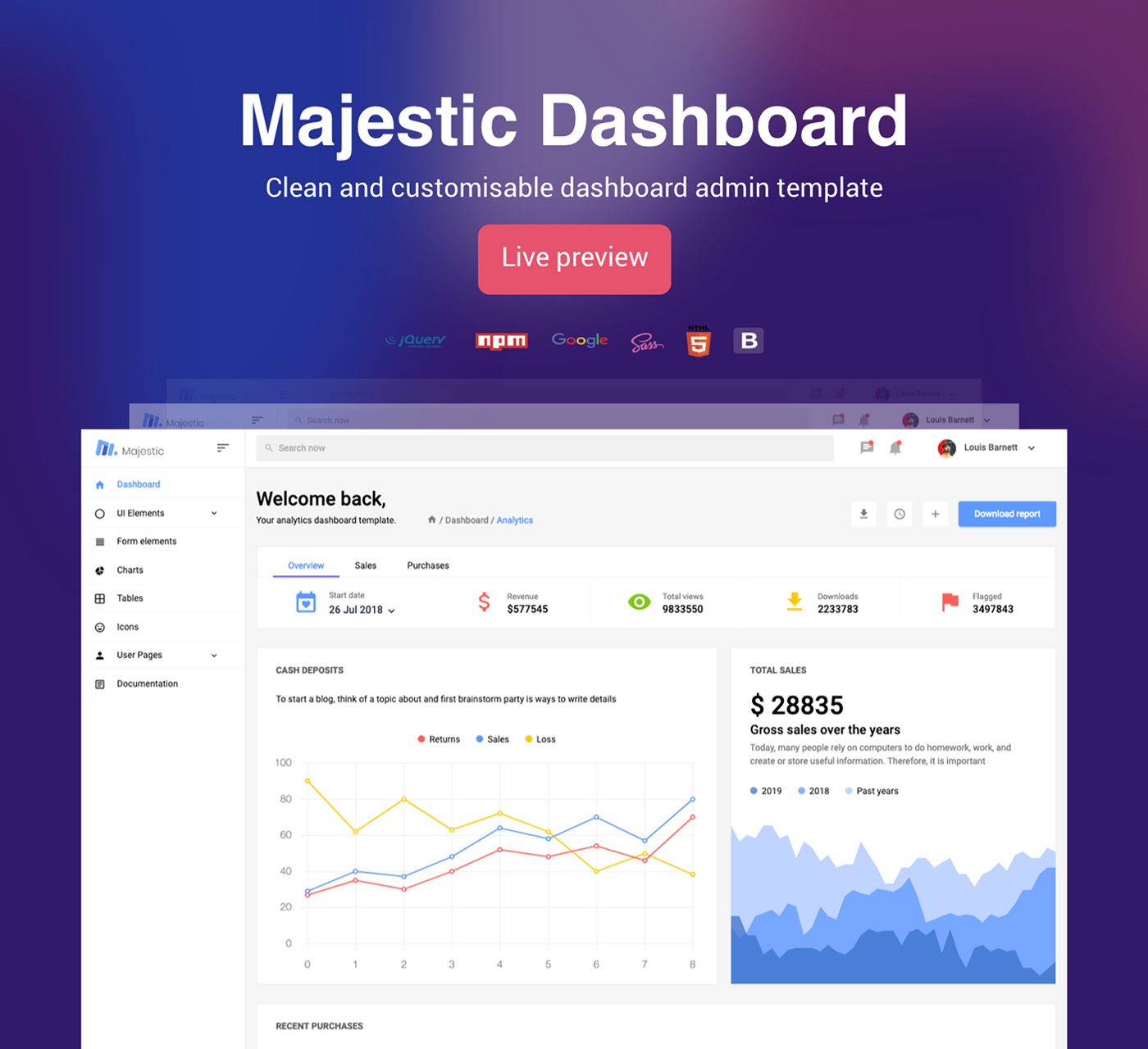 Majestic - Free Bootstrap Admin Template 01