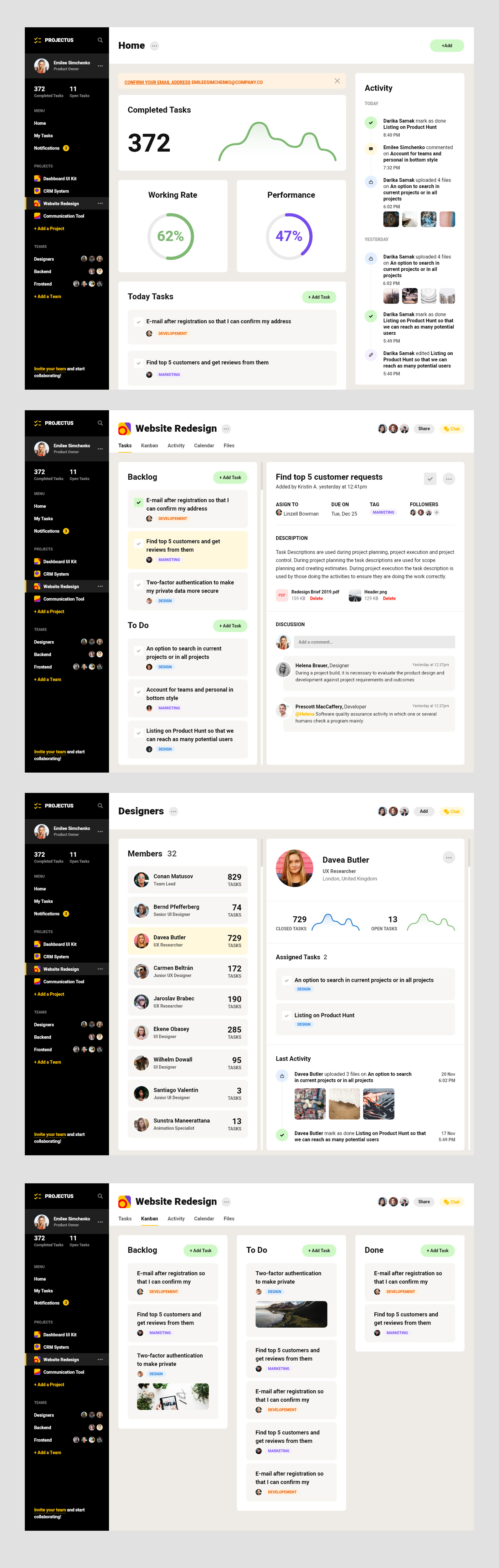 Project Management Tool Free UI Kit 