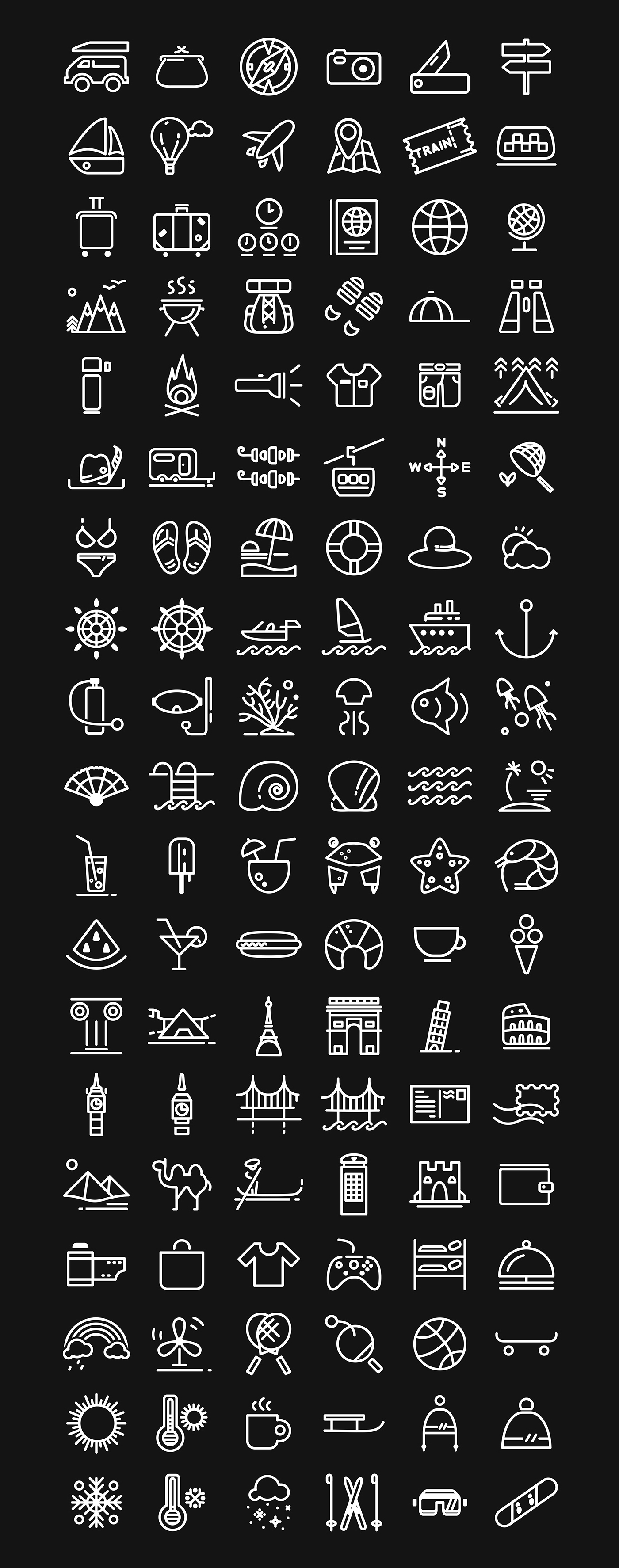 Travelling Free Icon Set