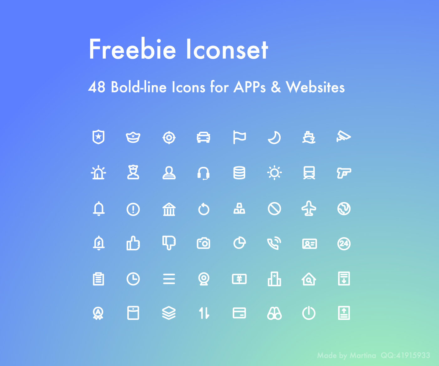 48 Bold-line Free Icons for Apps and Websites