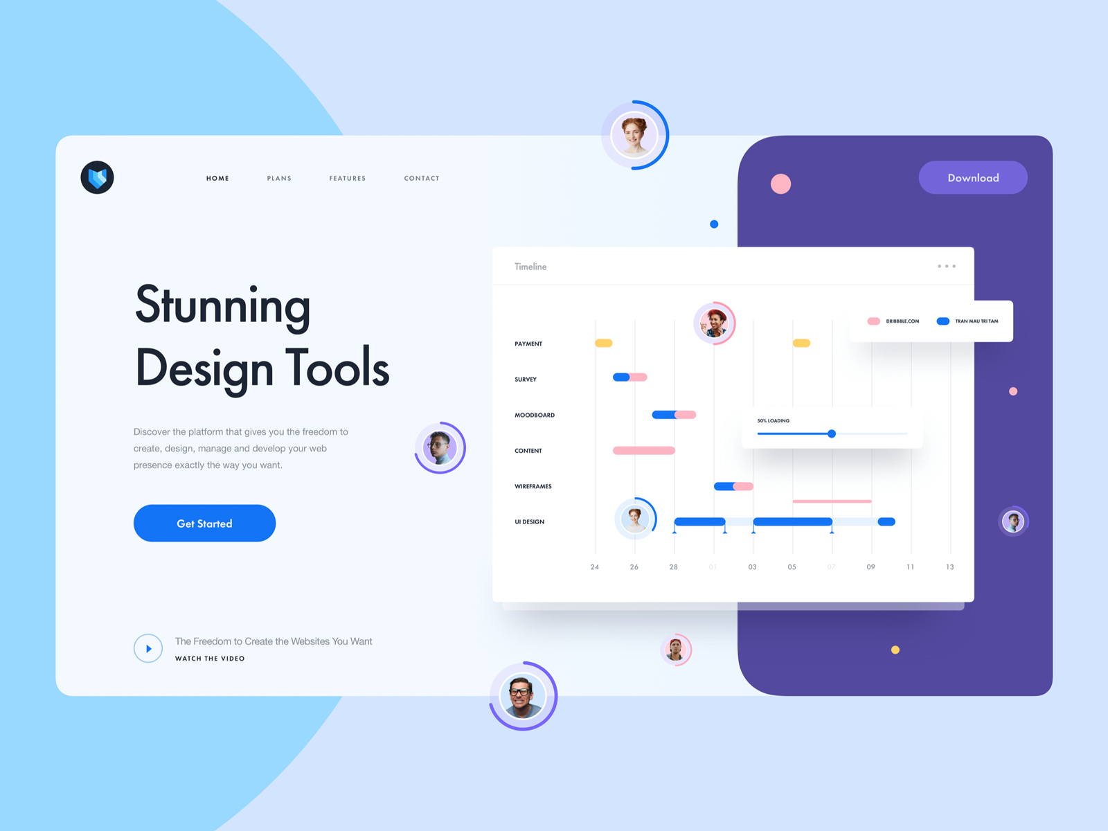 Design Tool Landing Page Freebie