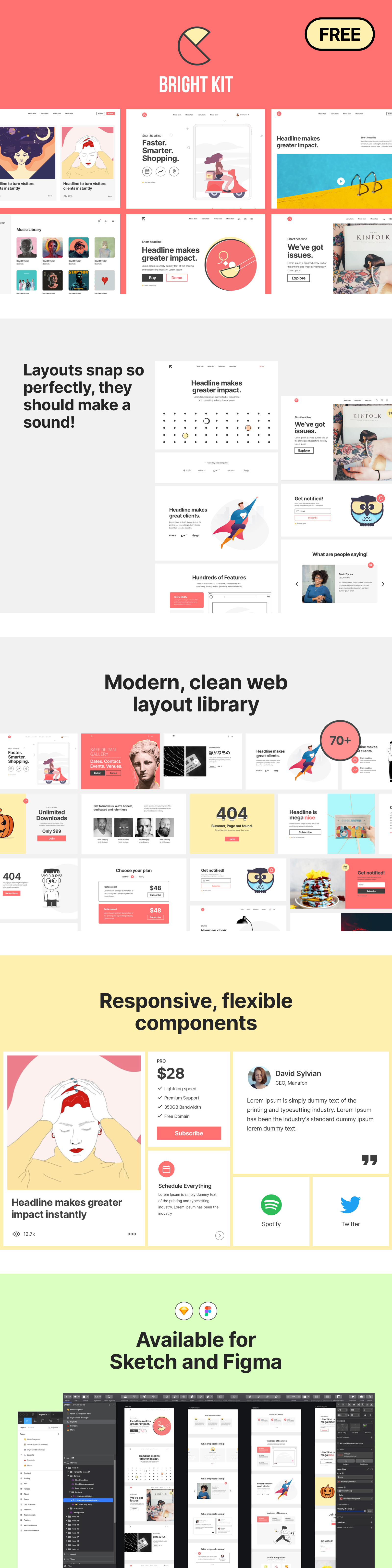 Bright Kit - Free Web Layouts UI Kit