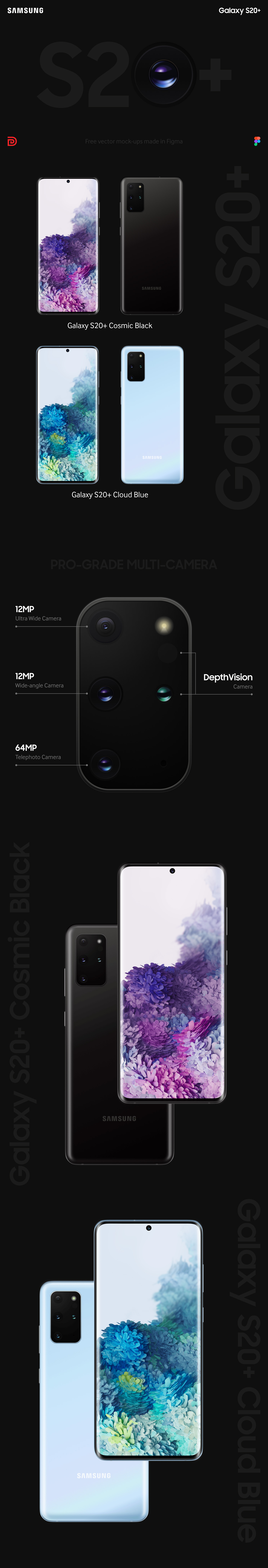 Galaxy S20+ Free Mock-ups Made in Figma