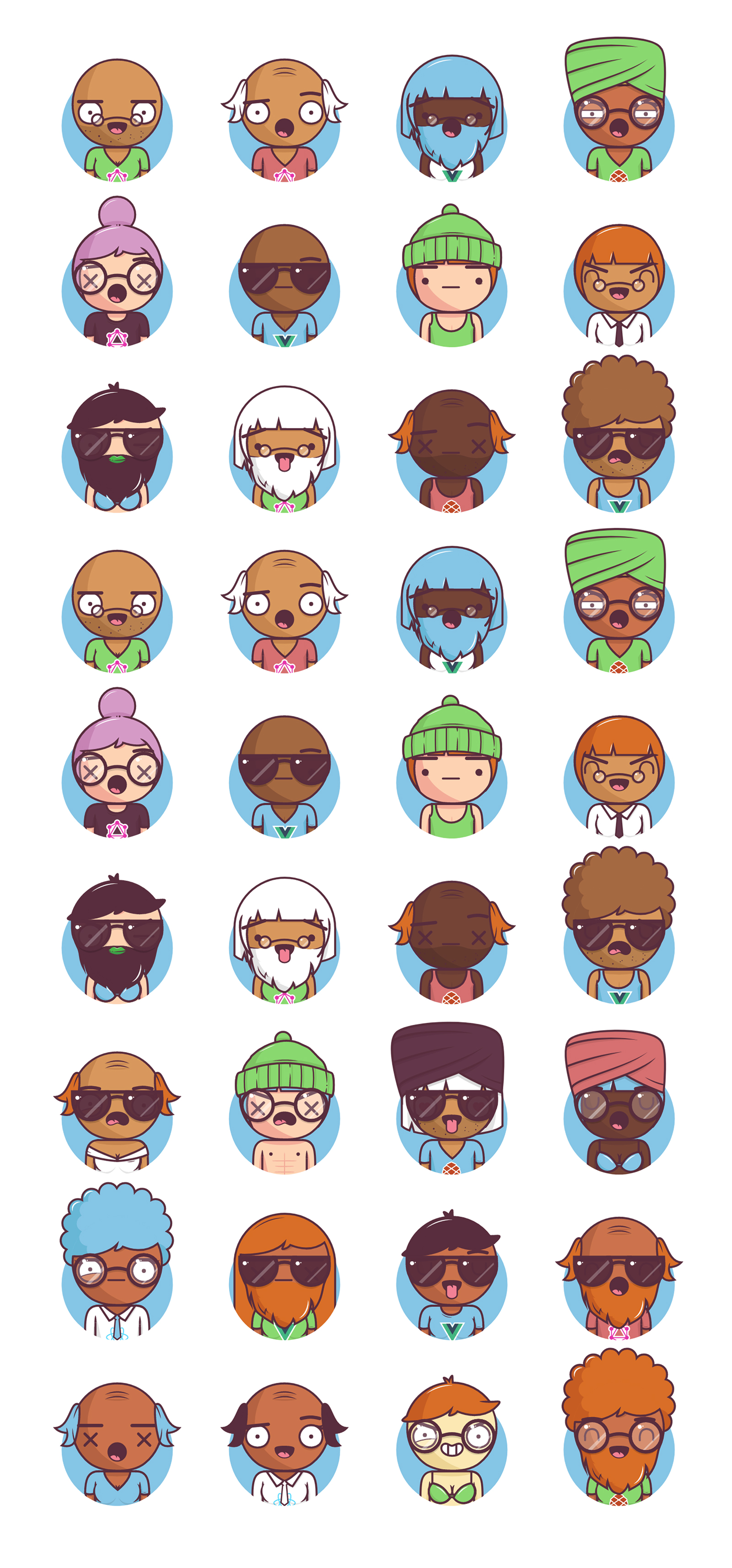 Big Heads — Characters Free Illustrations