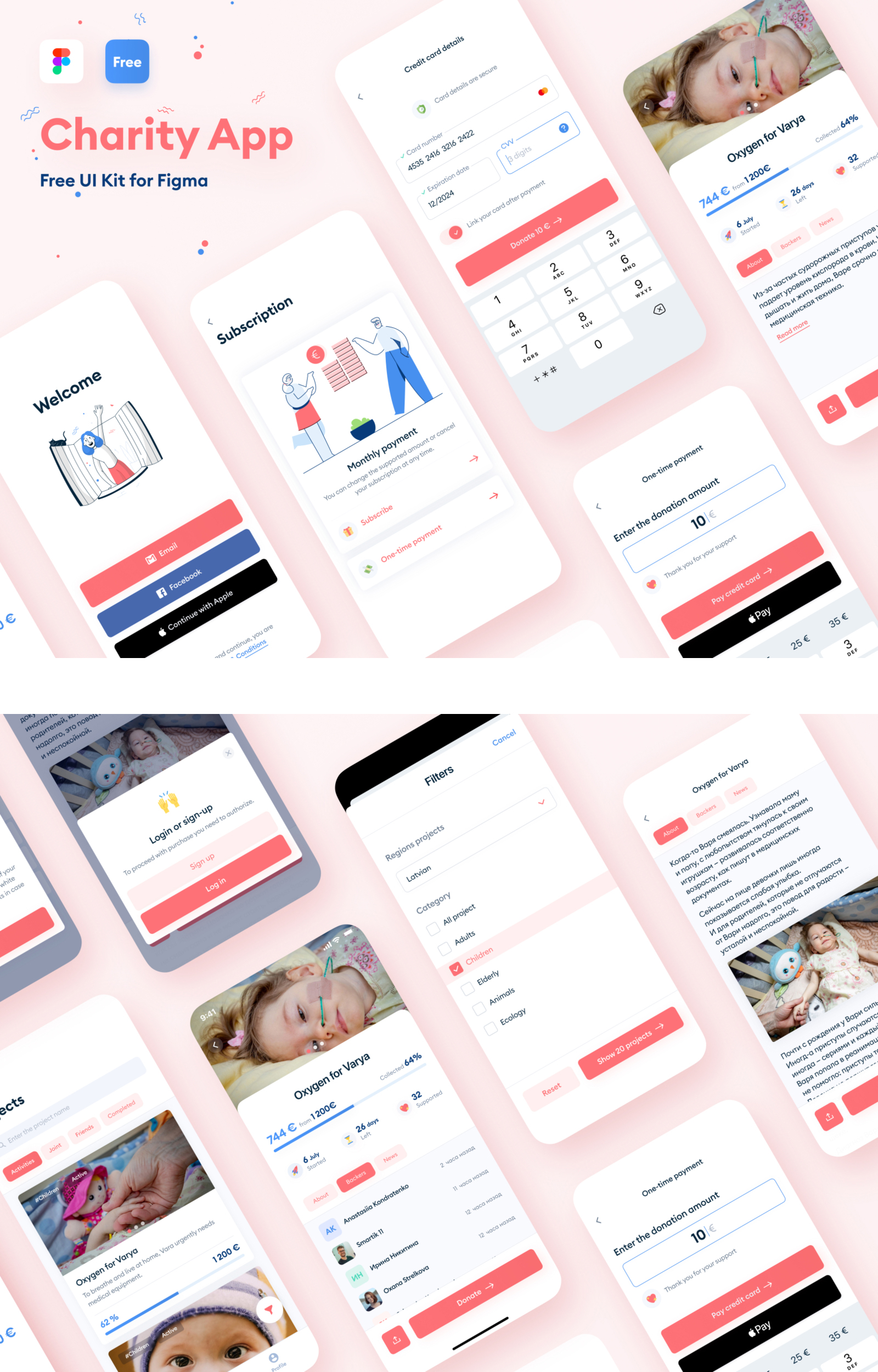 Charity App Free UI Kit for Figma