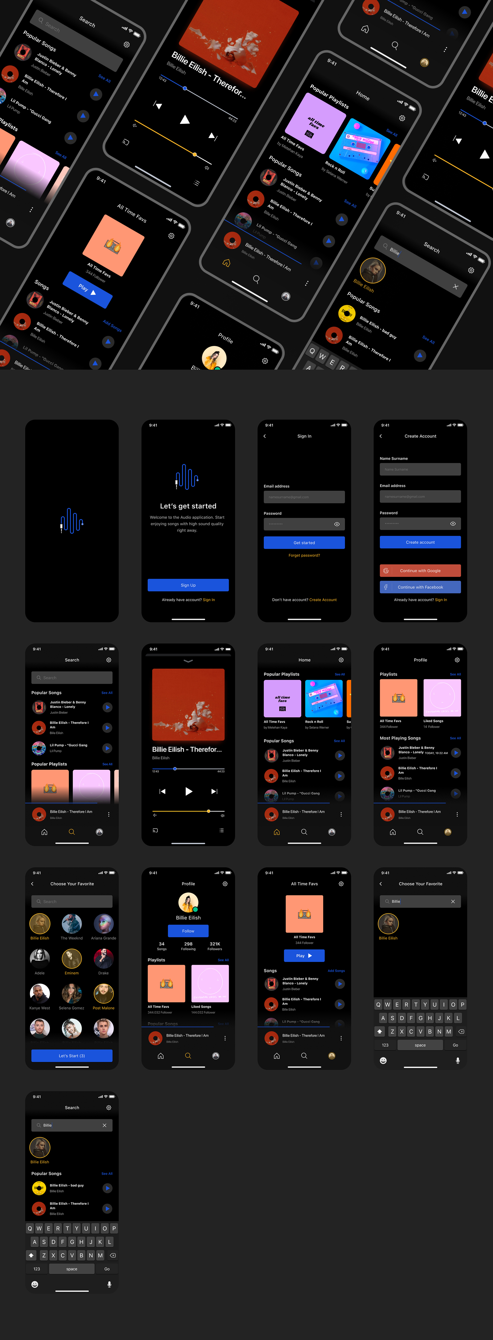 Free Music App UI Design Kit for Figma