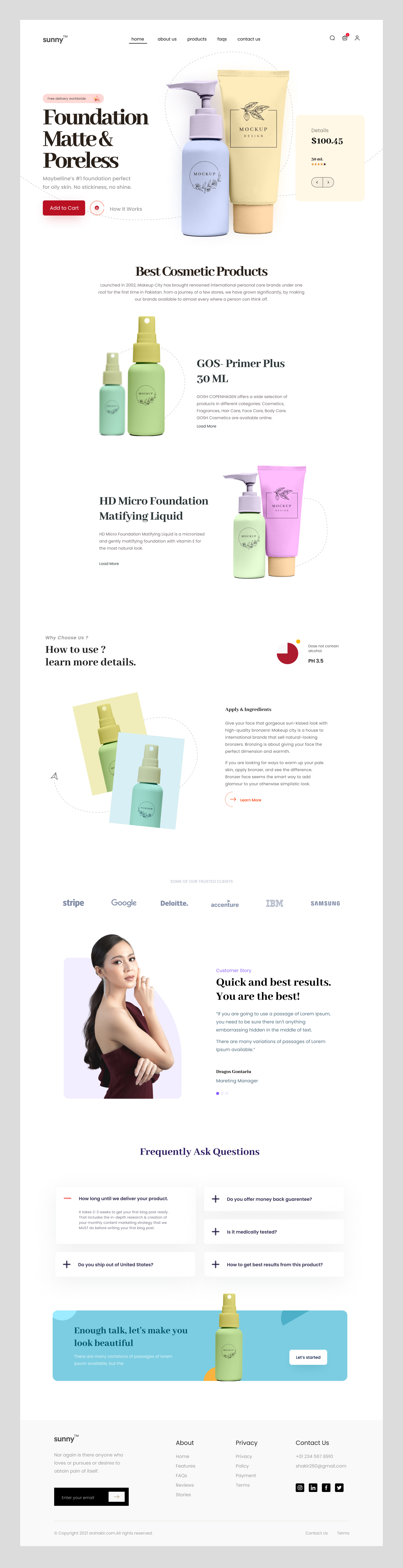 Free Landing Page UI for Ecommerce Website