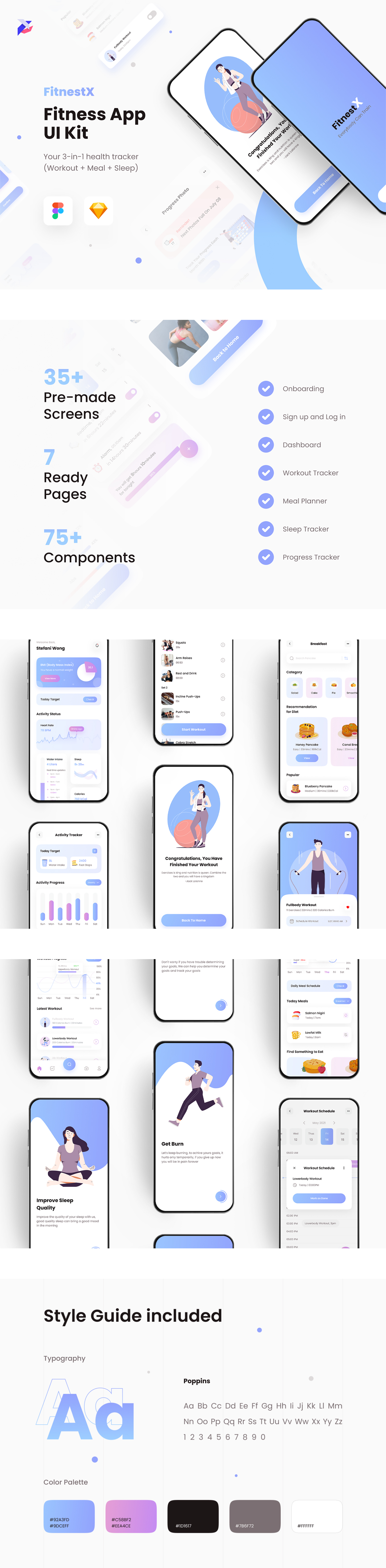 FitnestX — Free Fitness App UI Kit