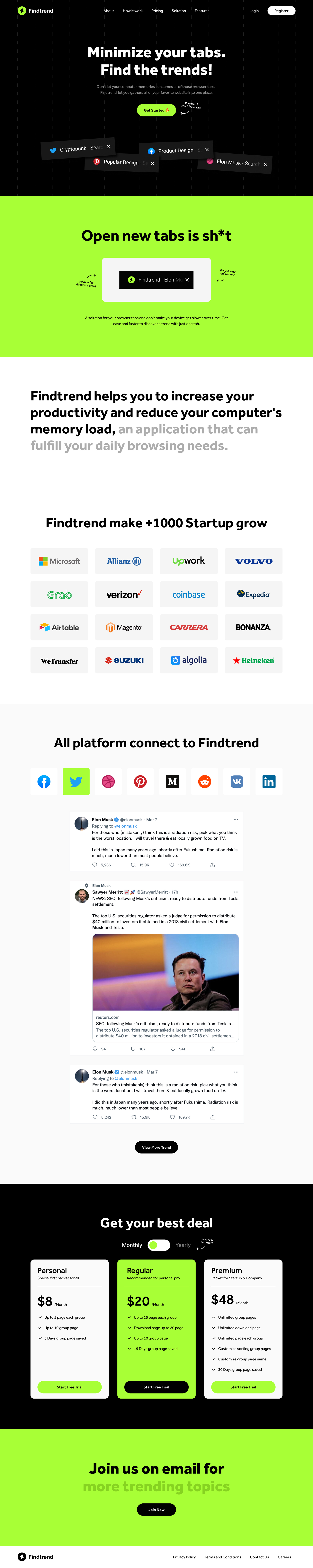 Findtrend - Free Landing Page for Figma