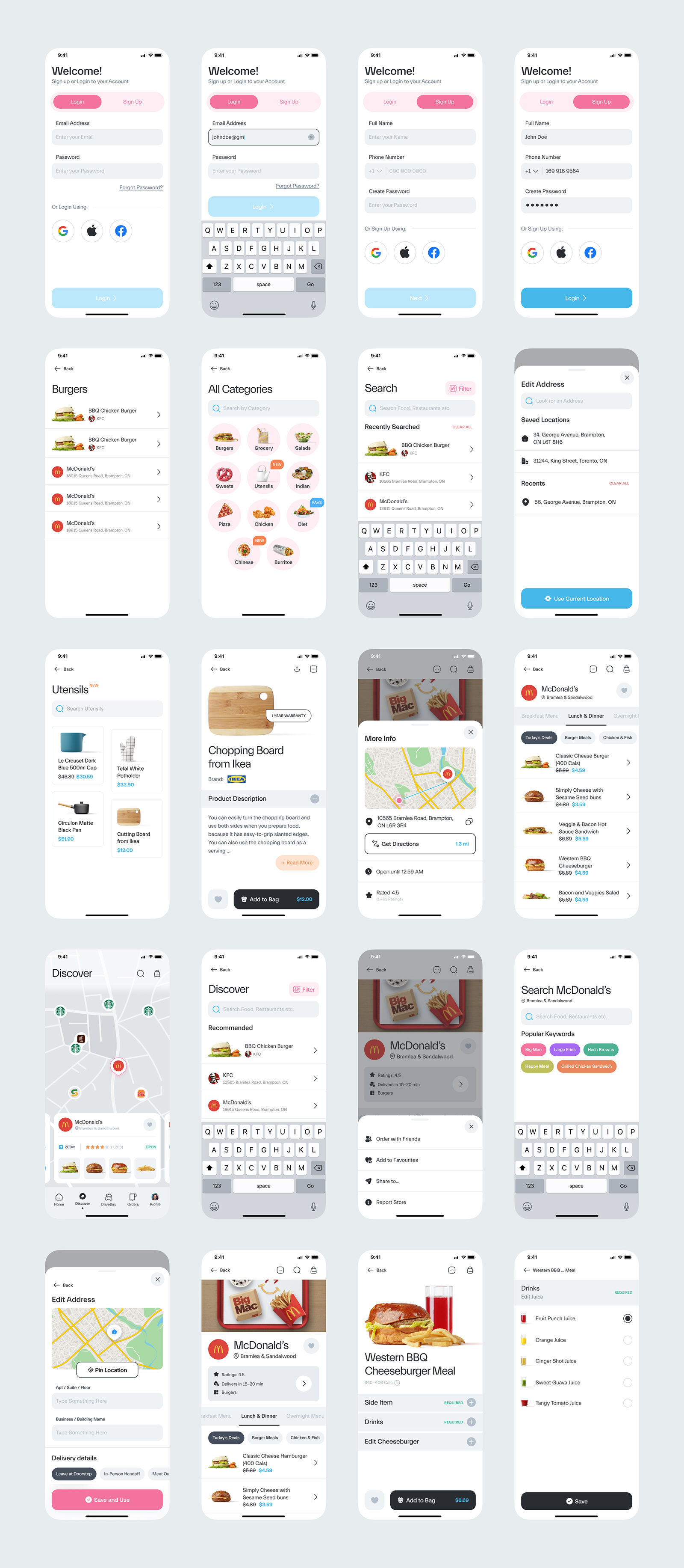 Food Delivery App Free UI Kit for Figma