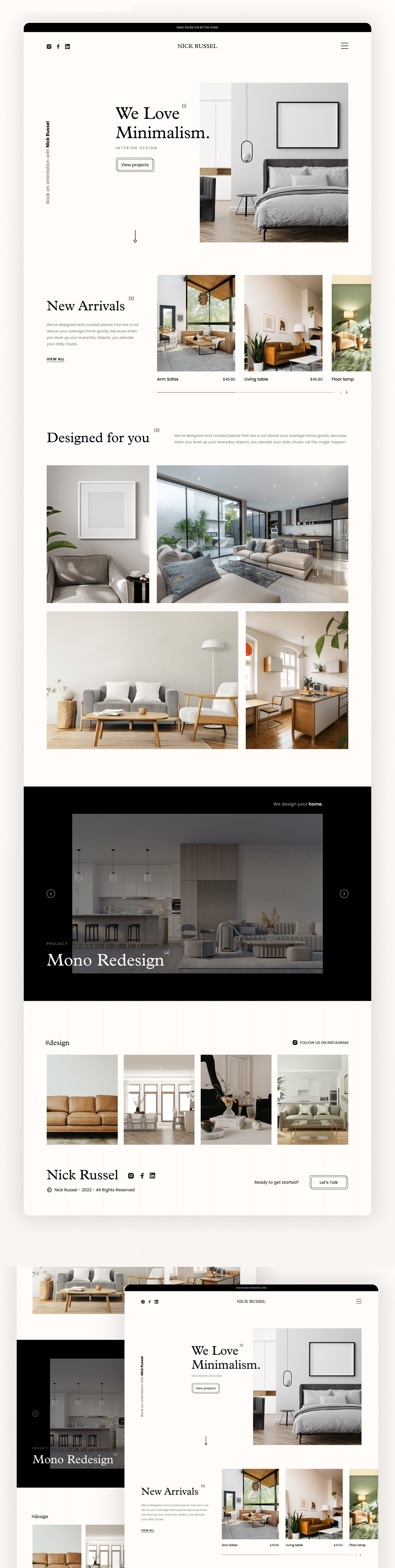 Interior Design Free Landing Page for Figma