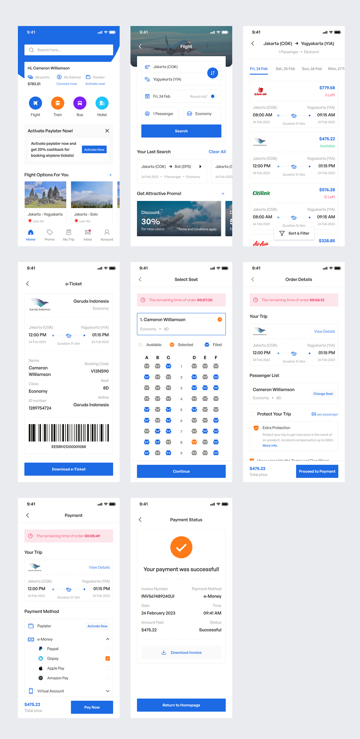 Travel & Booking App Free UI Kit for Figma