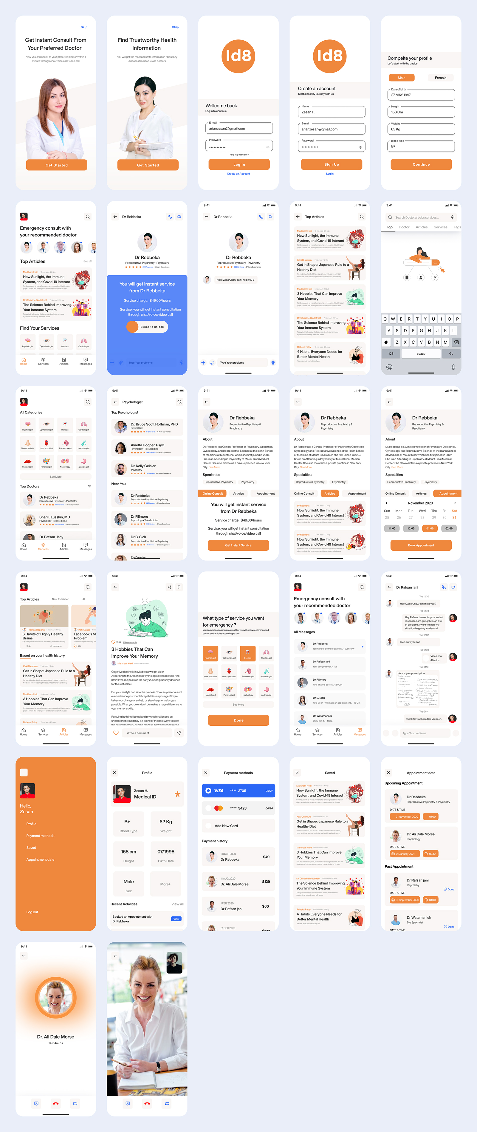 Ideate - Online Doctor Consulting App Free UI Kit