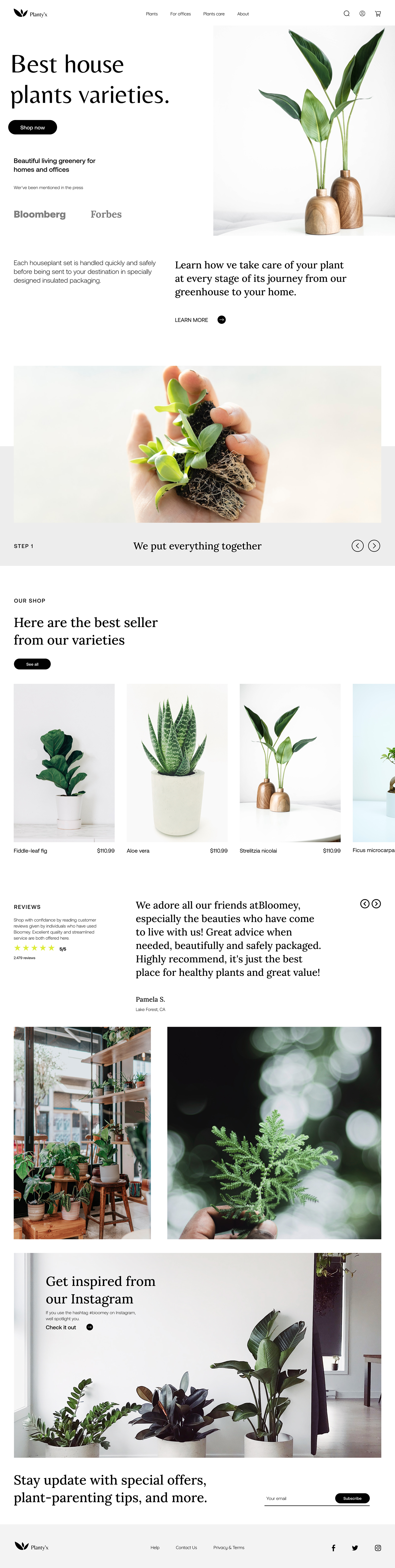 Planty - Plants E-commerce Free Landing Page for Figma