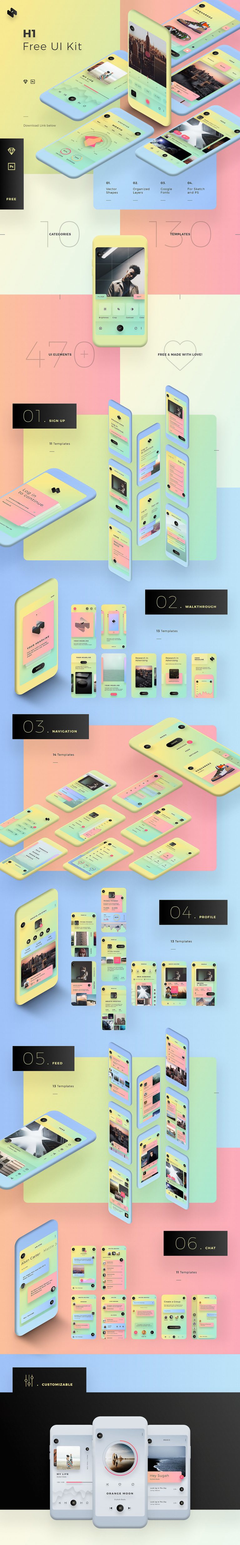 H1 Free Mobile UI Kit | Theme-UI