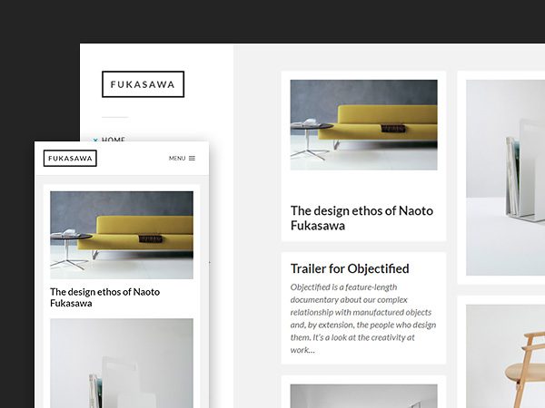Fukasawa: A minimal masonry free Wordpress theme
