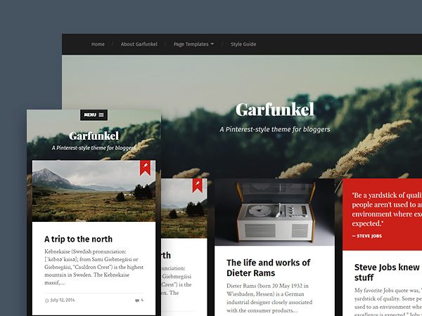 Garfunkel: A Pinterest-style Free Wordpress Theme for Bloggers
