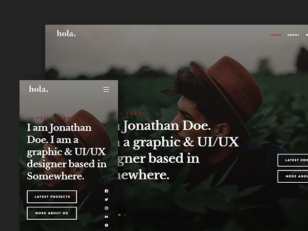 Hola: A Modern vCard Free HTML Website Template