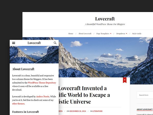 Lovecraft: A Beautiful Two-column Free WordPress Theme