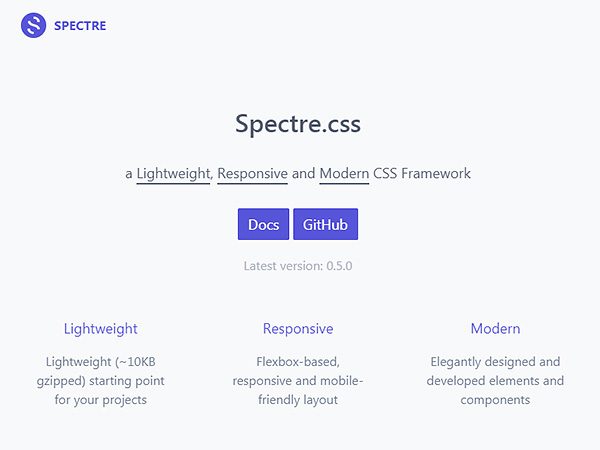 Spectre CSS: A Lightweight CSS framework Based on Flexbox