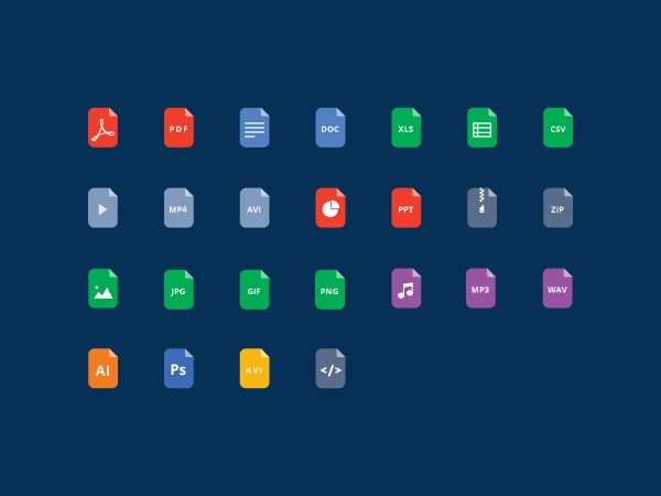 Free File Format Flat Icons