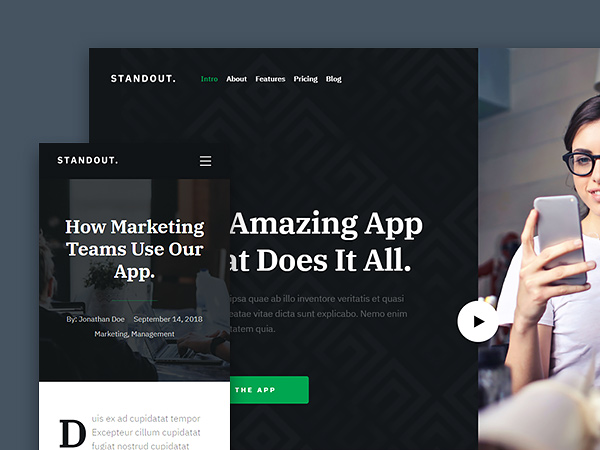Standout - Free App Landing Page Website Template