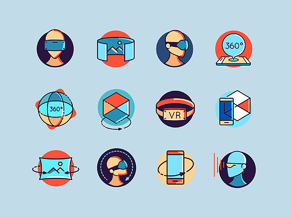 48 Colorful Virtual and Augmented Reality Free Icons