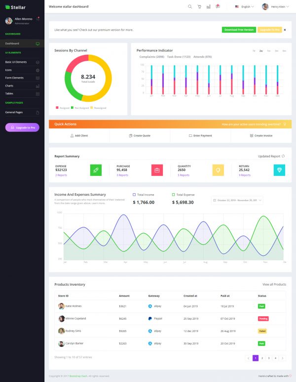 Stellar Admin — Free Bootstrap Dashboard | Theme-UI