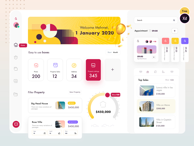 Property Dashboard Free UI Kit | Theme-UI