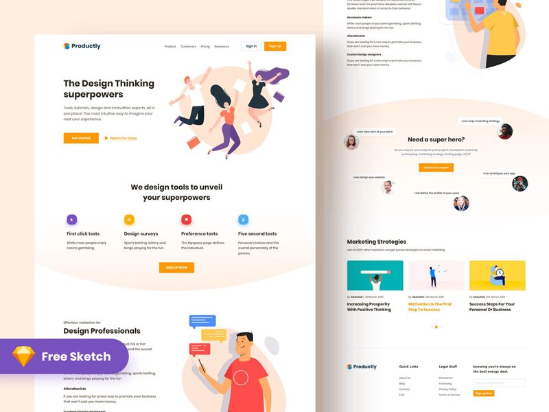 Productly — Free Landing Page for Sketch