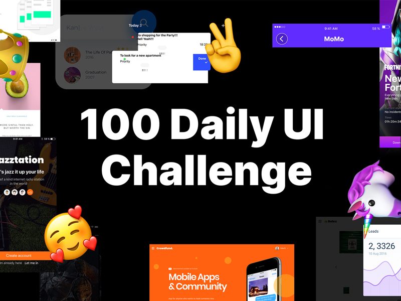 100 Daily UI Challenge — Big Collection of UI Elements