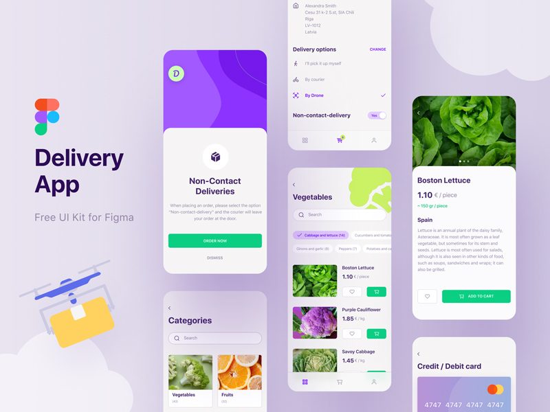 Delivery App Free UI Kit for Figma