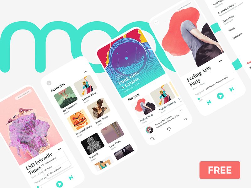Moood — Music App UI Kit for Adobe XD