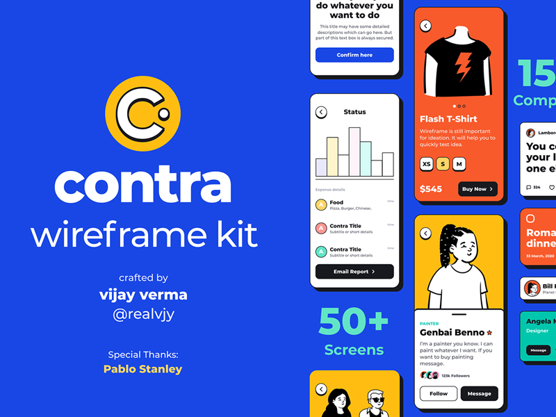 Contra Open Source Wireframe Kit | Theme-UI