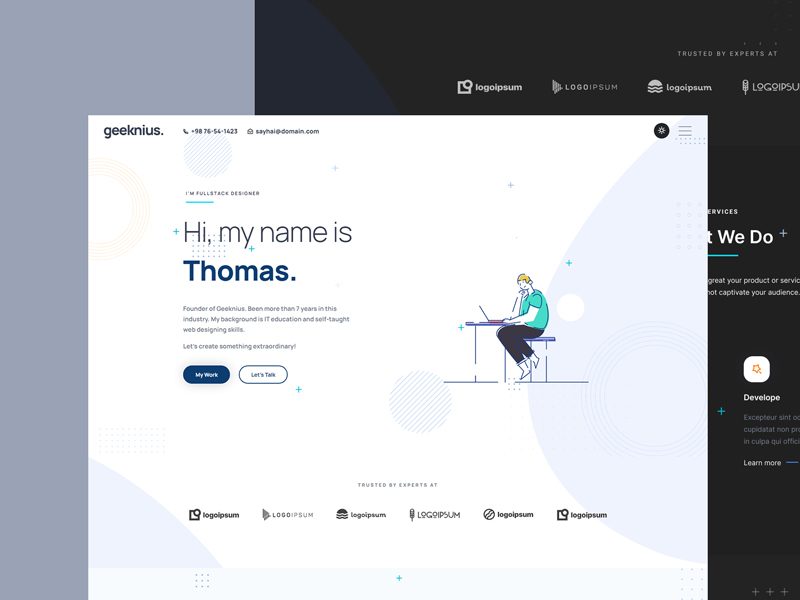 Geeknius — Creative Resume Website Template for Figma