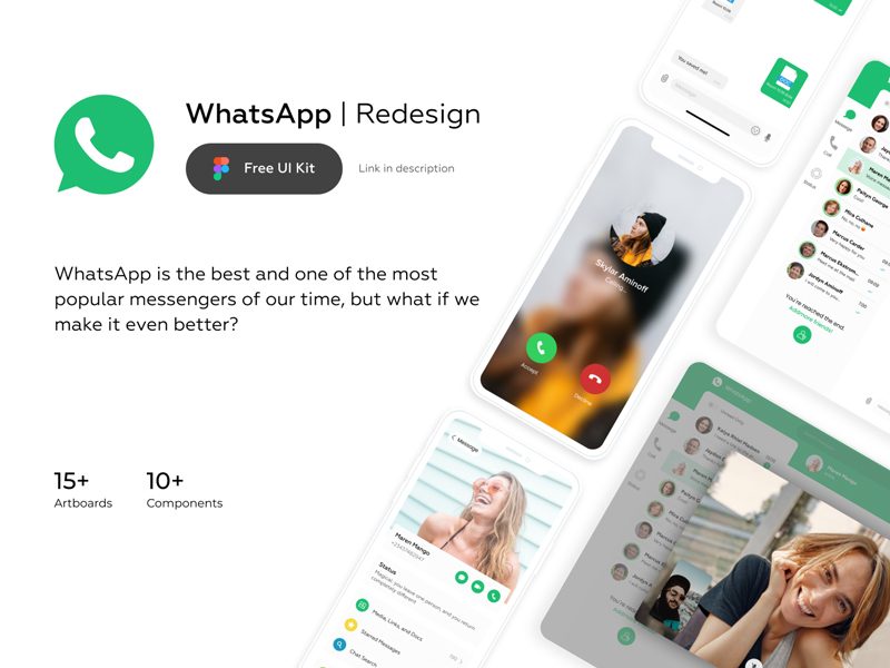 WhatsApp Redesign - Free UI Kit for Figma