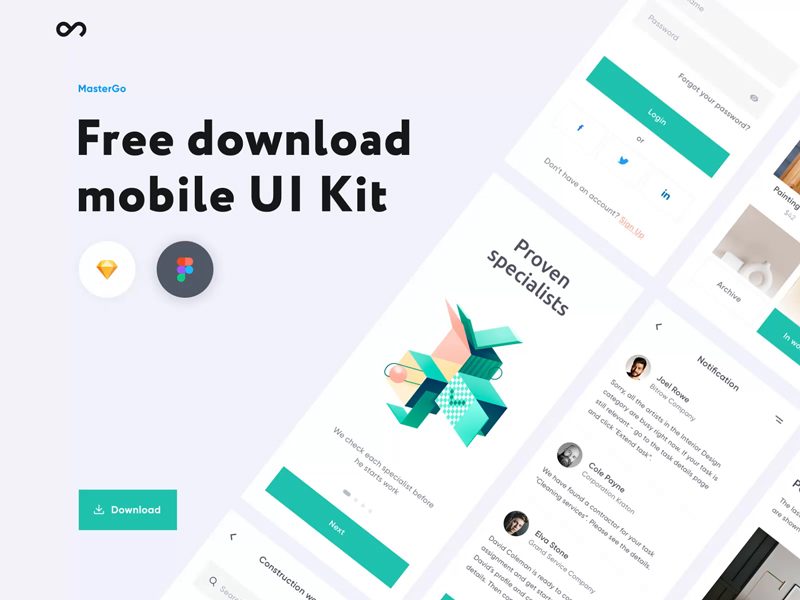 MasterGo — Free UI Kit for Sketch and Figma